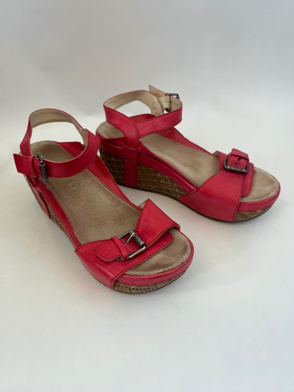 bussola Red Leather Buckle Slingback Sandals 9.5 EU 41